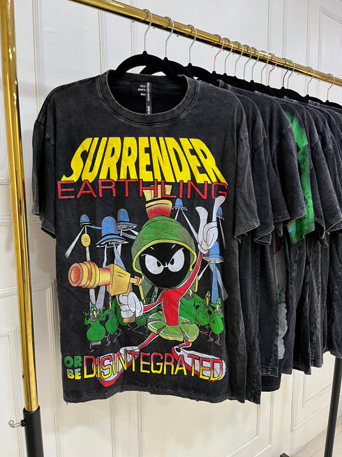 Charcoal Grey Animated Print Oversize T-shirts